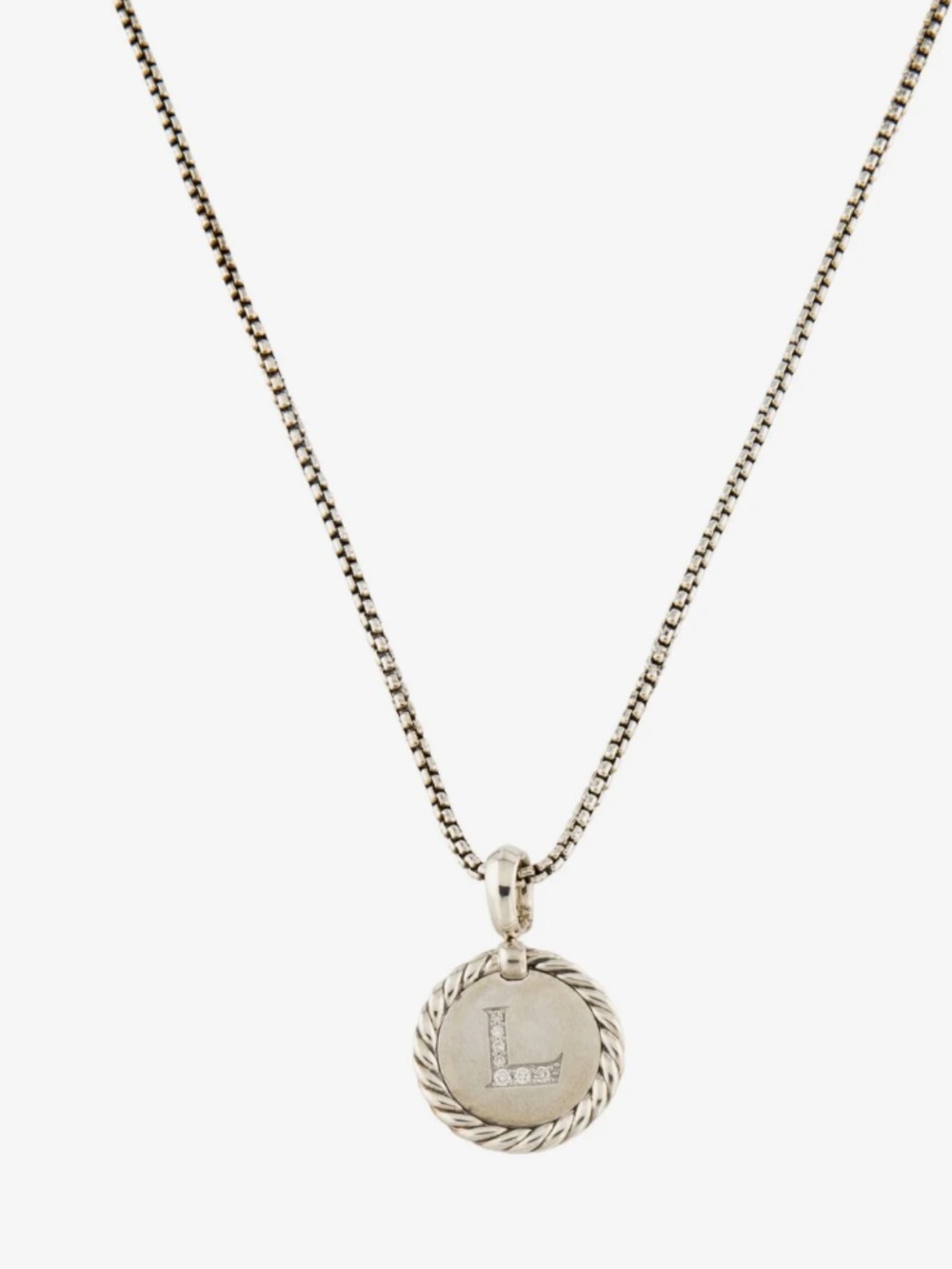 David Yurman Diamond Initial 'L' Charm Pendant Necklace